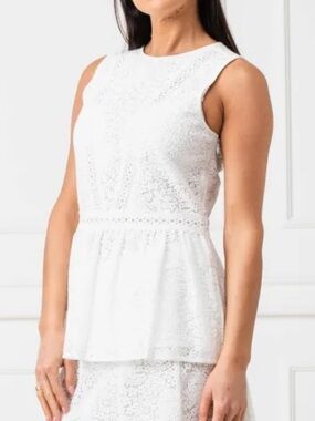 Michael Kors White Eyelet Peplum Blouse